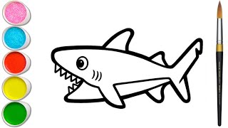 Shark Drawing And Painting  Easy Drawing  Drawing For Kids [upl. by Airelav]