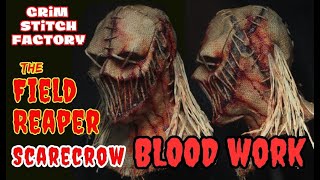 Grim Stitch Factory SCARECROW Halloween mask bloodwork [upl. by Aihseyn981]