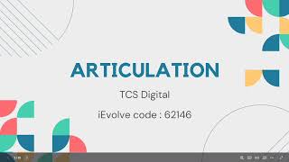 Articulation Introduction TCS LEARN ARTICULATION TCS TCS WINGS 1 ARTICULATION  62146 course TCS [upl. by Nellek]