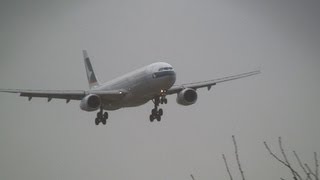 Storm Cathay Pacific Airways Airbus A330300 Crosswind Landing at Narita [upl. by Esdras965]