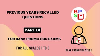 Part 14 Previous Years Recalled Questions for Bank Promotion Study bankpromotion bankpromotionexam [upl. by Ednihek]