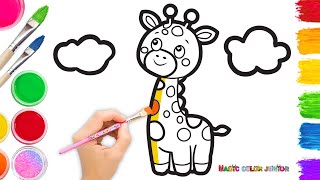 🦒Drawing and Coloring a Cute Giraffe  Easy Step By Step [upl. by Ahsok]