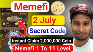 Memefi  111 Level  Today 2000000 Coins Code  Memefi Secret combo  Memefi Secret  Memefi Code [upl. by Tur565]