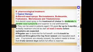 Clinical pharmacySeasonal Allergic RhinitisSAR  كلية الصيدلة المرحلة الرابعة [upl. by Maurilla]