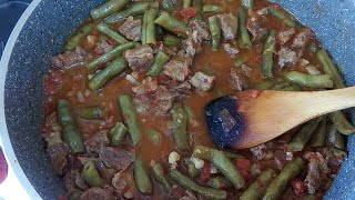 Стручковая фасоль с мясом потурецкиEtli taze fasulyeЭтли тазе фасулье Турецкая кухня [upl. by Methuselah]