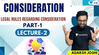 L2Consideration  Legal Rules regarding Consideration  Part 1  CA Foundation  Adarsh Joshi [upl. by Ynogoham]