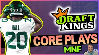 NFL DFS MNF Core Plays ValuesSleepers  Lineup Builder  Buffalo Bills vs New York Jets [upl. by Orsola]