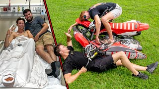 BackYard PIT BIKE RACE GONE WRONG Huge WRECK [upl. by Hessney377]