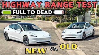 Old vs New Tesla Model 3 Highway Range Test Huge Improvement For Refresh  Long Range AWD [upl. by Owades]