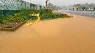 Unclogging Street Drains From Eliminate Flood After Strong Heavy Rain [upl. by Auhsuoj]