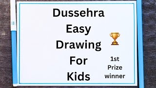 Dussehra DrawingVijayadashami poster making drawingDussehra easy drawing for kidsDussehra poster [upl. by Dunkin]