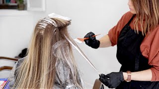 How To Babylights amp Balayage Hair Salon Color Tutorial  Single Service Transformation [upl. by Dranrev]