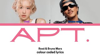 ROSÉ amp Bruno Mars  APT Colour Coded Lyrics [upl. by Laerdna]