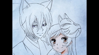 How to draw Tomoe and Nanami Valentines special Kamisama Kiss [upl. by Lore]