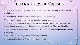 General Characters of Viruses  Microbiology with Sumi [upl. by Aikat884]