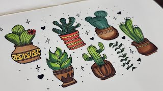 How to draw doodle cactus plant tutorial doodle art [upl. by Hannah]