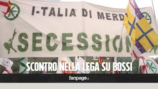 Pontida i leghisti espongono lo striscione quotItalia ma secessionequot [upl. by Nairda47]