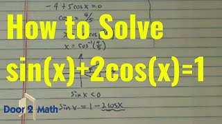 TRIG Made Easy  How to Solve the Equation sinx2cosx1 [upl. by Asselem]