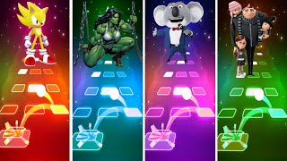 SONIC Super Sonic Gif 🆚 SheHulk 🆚 Illumination’s SING 🆚 Despicable Me 3Tiles Hop edm rus [upl. by Ymma]