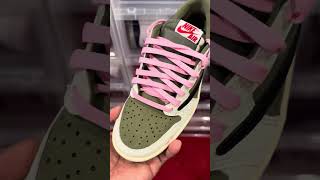 The New Travis Scott x Air Jordan 1 Low OG SP “Medium Olive” Sneakers With Pink Laces [upl. by Ot]