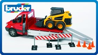 Bruder Toys MB Pick up Truck w CAT Skid Steer Loader amp Accessories 02922 [upl. by Dillie]