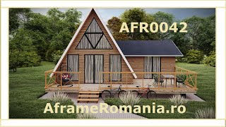 Casa Tip A frame cu mansarda si extensie AFR0042  doua dormitoare si o baie [upl. by Enelrac696]