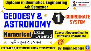 Geographical to Rectangular Coordinate System  Geodesy Numerical for Diploma In Geomatics Eng [upl. by Greeley]