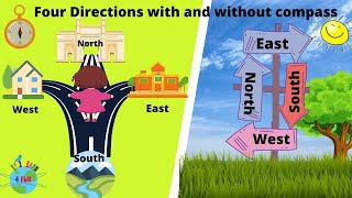 4 Cardinal Directions  North South East West learning trick  4 Directions with and without compass [upl. by Ailime]