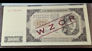 500 zlotych 1948 with SPECIMEN [upl. by Mayeda115]