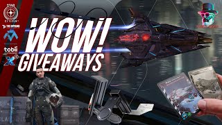 WOW GIVEAWAYS Tobii 5 RSI Zeus MR LTI Monstertech Mounts Squadrons 11 CitizenCon Pack amp More [upl. by Iaria]