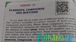 5th STD EVS lesson 12 Elements compounds and Mixtures full answer [upl. by Urbanna]