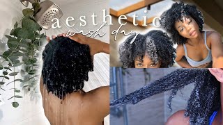 Relaxing and aesthetic wash day routine on type 4B4C hair  reviving my dry hair [upl. by Pelag]