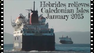 MV Hebrides arrives to relieve MV Caledonian Isles at Ardrossan 3115 [upl. by Lesh]