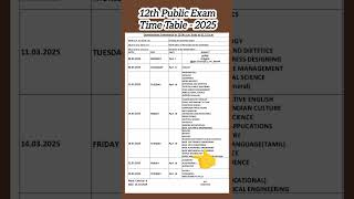 12th Public Exam Time Table  2025 exam 2025 [upl. by Nedyah552]