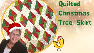 Quilted Christmas Tree Skirt  Made With  Half Rectangle Triangles [upl. by Calesta910]