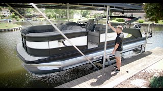 Pontoon Boat Lift How To  Barletta Boats [upl. by Alburga597]