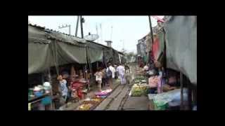 Mae Klong Railway Market Samut Songkhram  Thailand [upl. by Briano]