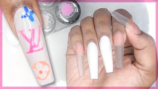 Acrylic Nails Tutorial  Louis Vuitton Nail Art Nail Tutorial  How To Acrylic Nails with Nail Forms [upl. by Enisaj]