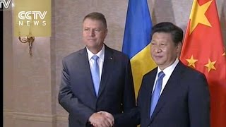 Xi meets with Romanian President Klaus Iohannis [upl. by Hsitirb]