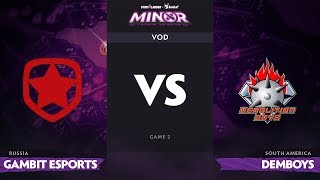 RU Gambit Esports vs Demolition Boys Game 2 StarLadder ImbaTV Dota 2 Minor [upl. by Anirroc796]