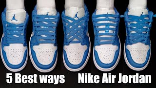 5 WAY HOW TO LACE NIKE AIR JORDAN 1 LOW  Laces Styles [upl. by Anilejna]