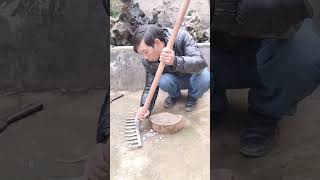 Iron rake wood handle installation process [upl. by Bryner826]