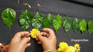 Different hibiscus leaf toran decoration ideasdecoration with hibiscus leaves and flowersDiy decor [upl. by Assed290]