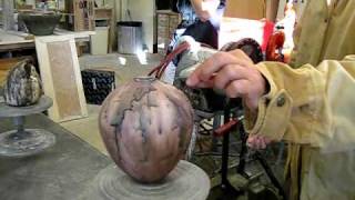 Prof Linda Siska  How to apply horse hair to a ceramic pot [upl. by Aitropal339]