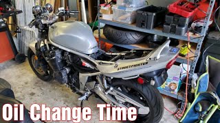 2002 Suzuki Bandit 1200 Oil Change The Correct Way [upl. by Dralliw]