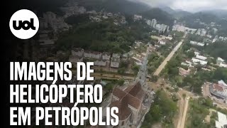 Petrópolis polícia divulga imagens feitas de helicóptero após chuvas e deslizamentos [upl. by Eanyl]