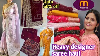 Meesho HaulDesignerWedding Special SareeAffordable sareesShadi Mubarak Sale [upl. by Eelytsirk766]