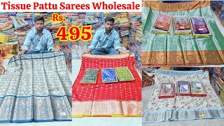 Pattu Fancy Brocade Sarees With Work Blouse Wholesale MAdina Saree Market [upl. by Aerdnael]