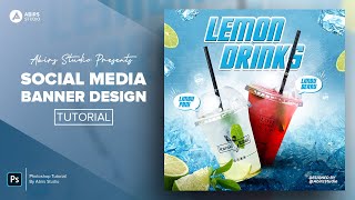 Social Media Post and Square Flyer Design for Food Brand  Photoshop Tutorial [upl. by Eggett]