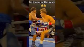 Boxer drops opponent to his knees boxing shortsvideo reaction react reactionvideo comedy [upl. by Calbert]